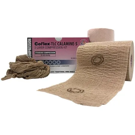 Andover Healthcare - 8840UBC-SC - Andover Coated Products CoFlex TLC Calamine with Indicators 2 Layer Compression Bandage System CoFlex TLC Calamine with Indicators 4 Inch X 6 Yard / 4 Inch X 7 Yard Self Adherent / Pull On Closure Tan NonSterile 35 to 40 