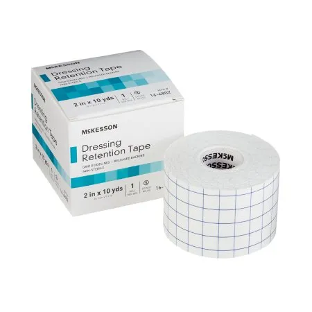 McKesson - 16-4802 - Water Resistant Dressing Retention Tape with Liner White 2 Inch X 10 Yard Nonwoven / Printed Release Paper NonSterile