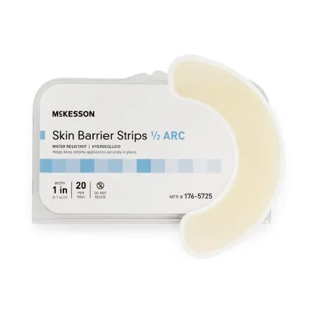 McKesson - 176-5725 - Skin Barrier Strip Moldable Standard Wear Adhesive without Tape Without Flange Universal System Hydrocolloid 1/2 Curve 1 Inch W