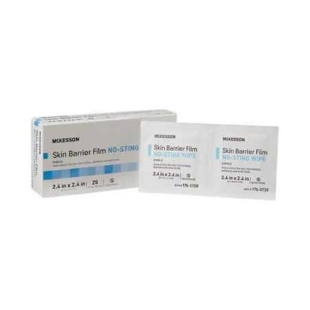 McKesson - 176-5728 - No Sting Skin Barrier Wipe No Sting 75 to 100% Strength Hexamethyldisiloxane Individual Packet Sterile