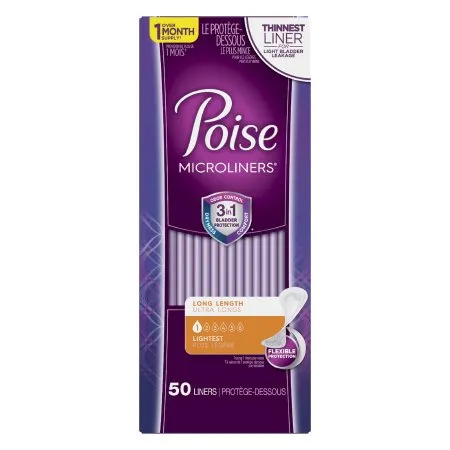 Kimberly Clark - 48288 - Poise Microliners Bladder Control Pad Poise Microliners 6.9 Inch Length Light Absorbency Sodium Polyacrylate Core One Size Fits Most