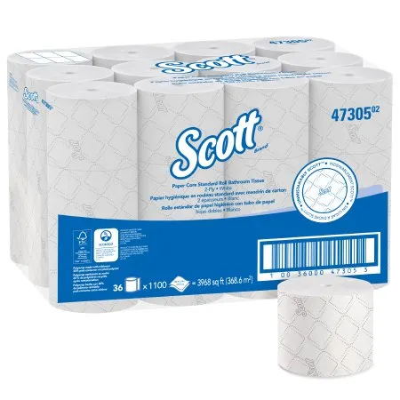 Kimberly Clark - Scott Pro - 47305 - Toilet Tissue Scott Pro White 2-Ply Standard Size Cored Roll 1100 Sheets 3-7/10 X 3-9/10 Inch