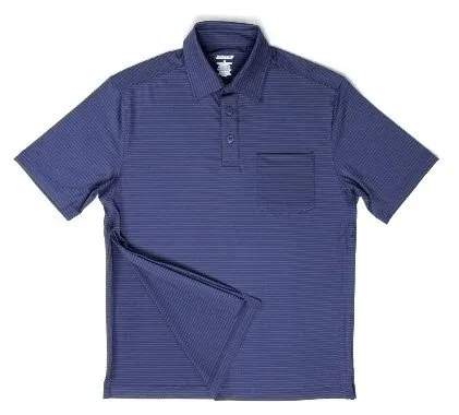 Narrative Apparel - MTPSL0393 - Polo Shirt Authored®perfected Polo Medium Navy / Ensign Blue Stripe 1 Pocket Short Sleeve Male