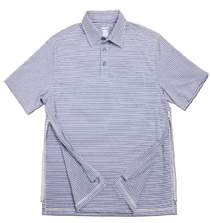 Narrative Apparel - MTPST0391 - Polo Shirt Authored®perfected Polo Medium Navy / Khaki Stripe 1 Pocket Short Sleeve Male
