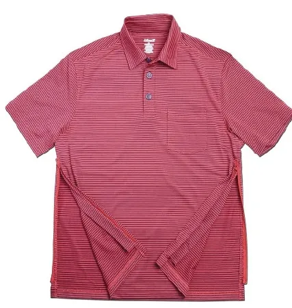 Narrative Apparel - MTPST0492 - Polo Shirt Authored®perfected Polo Large Navy / Tomato Red Stripe 1 Pocket Short Sleeve Male