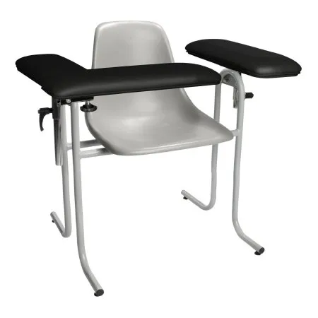 McKesson - 4384F-BLK - Blood Drawing Chair McKesson 1 Straight Arm / 1 Flip Up Arm Black