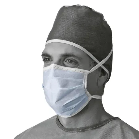 Medline - NON27600 - Surgical Mask Pleated Tie Closure One Size Fits Most Blue Nonsterile Not Rated Adult