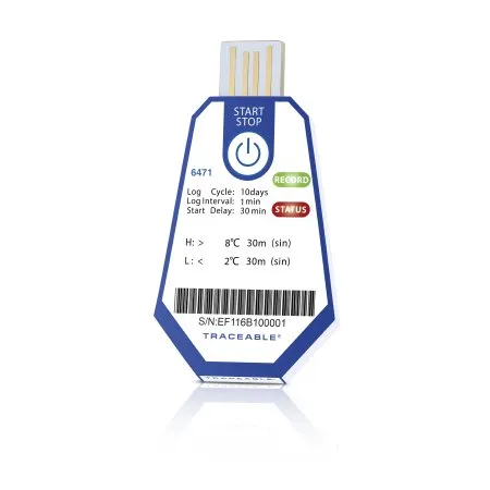 Cole-Parmer Inst. - TraceableOne Single-Use - 18004-01 - Single-use Temperature Data Logger With Alarm Traceableone Single-use Fahrenheit / Celsius -22° To +158°f (-30° To +70°c) Internal Sensor Adhesive Mount Battery Operated