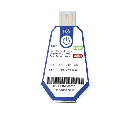Cole-Parmer Inst. - TraceableOne Single-Use - 18004-02 - Single-use Temperature Data Logger With Alarm Traceableone Single-use Fahrenheit / Celsius -22° To +158°f (-30° To +70°c) Internal Sensor Adhesive Mount Battery Operated
