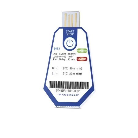 Cole-Parmer Inst. - TraceableOne Single-Use - 18004-15 - Single-use Temperature Data Logger With Alarm Traceableone Single-use Fahrenheit / Celsius -22° To +158°f (-30° To +70°c) Internal Sensor Adhesive Mount Battery Operated