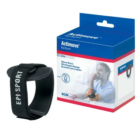 BSN Medical - Actimove EpiSport - 7347006 - Elbow Support Actimove EpiSport Small D-Ring / Hook and Loop Closure Strap Left or Right Forearm 9 to 10 Inch Forearm Circumference Black