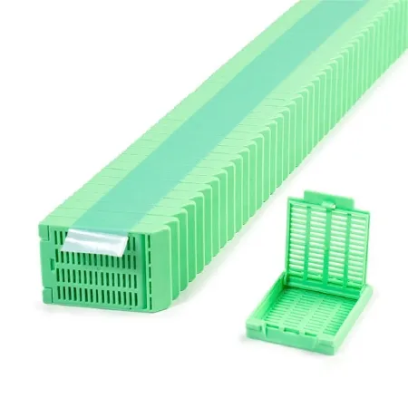 Simport Scientific - M509-4T - Slimsette Tissue Cassette Quickload 45 Angle Stack -Taped- Acetal Green Bulk 2000-cs