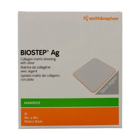 Smith & Nephew - 66800122 - Biostep Ag Silver Collagen Dressing Biostep Ag 4 X 4 Inch Square Sterile
