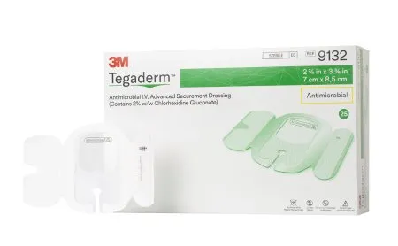 3m - 3m tegaderm - 9132 - antimicrobial i.v.dressing 3m tegaderm chg ( gluconate) / film 2-3/4 x 3-3/8 inch sterile