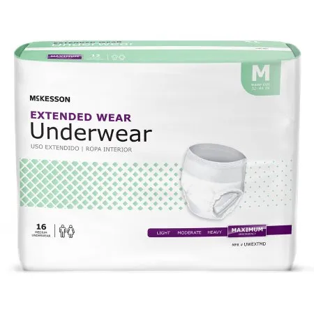 McKesson - UWEXTMD - Unisex Adult Absorbent Underwear Pull On with Tear Away Seams Medium Disposable Heavy Absorbency