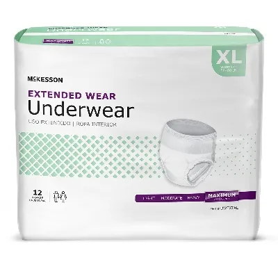 McKesson - From: UW33844 To: UWEXTXL  Unisex Adult Absorbent Underwear  Pull On with Tear Away Seams Medium Disposable Heavy Absorbency