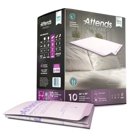 Attends Healthcare Products - ALI-UP3036 - Attends Premier Disposable Underpad Attends Premier 30 X 36 Inch Dry Lock Core Heavy Absorbency