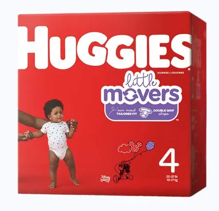 Kimberly Clark - Huggies Little Movers - 49679 -  Unisex Baby Diaper  Size 4 Disposable Moderate Absorbency
