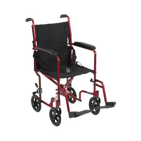 McKesson - From: 146-ATC19-BK To: 146-ATC19-RD - Lightweight Transport Chair Aluminum Frame with Red Finish 300 lbs. Weight Capacity Fixed Height / Padded Arm Black Upholstery