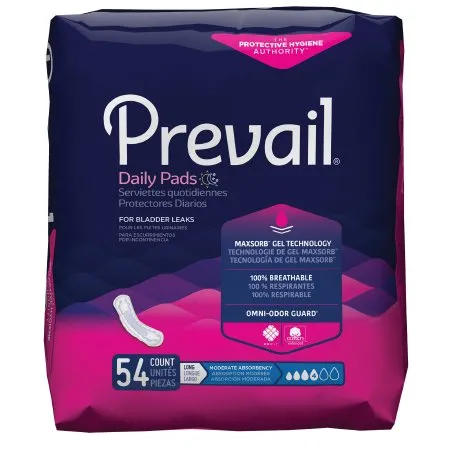 First Quality - Prevail Daily Pads - PV-914/2 -  Bladder Control Pad  11 Inch Length Moderate Absorbency Polymer Core One Size Fits Most