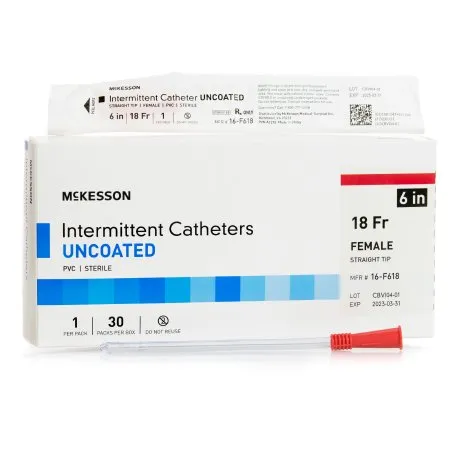 McKesson - 16-F618 - Urethral Catheter Mckesson Straight Tip Uncoated Pvc 18 Fr. 6 Inch
