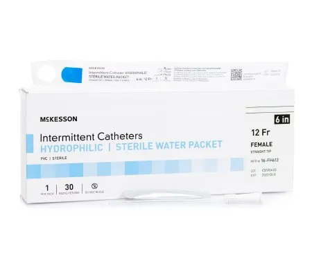 McKesson - 16-FH612 - Urethral Catheter Mckesson Straight Tip Hydrophilic Coated Pvc 12 Fr. 6 Inch