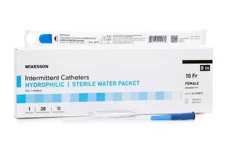 McKesson - 16-FH810 - Urethral Catheter Mckesson Straight Tip Hydrophilic Coated Pvc 10 Fr. 8 Inch