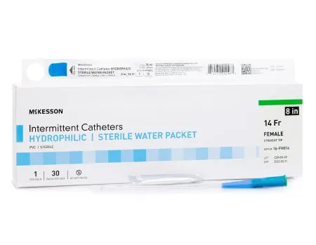 McKesson - 16-FH814 - Urethral Catheter Mckesson Straight Tip Hydrophilic Coated Pvc 14 Fr. 8 Inch