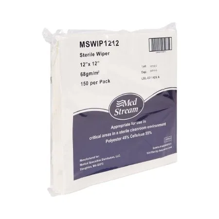McKesson - MSWIP1212 - Cleanroom Wipe ISO Class 5 White Sterile Polyester / Cellulose 12 X 12 Inch Disposable