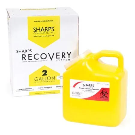 Sharps Compliance - Sharps Recovery System - 14200-012W - Mailback Chemotherapy Container Sharps Recovery System Yellow Base 9 L X 6 W X 11 H Inch Vertical Entry 2 Gallon