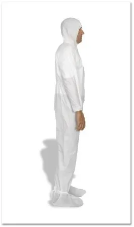 TrueCare Biomedix - TCBACV54ST-XXXL - Cleanroom Coverall with Hood and Boot Covers 3X-Large White Disposable Sterile