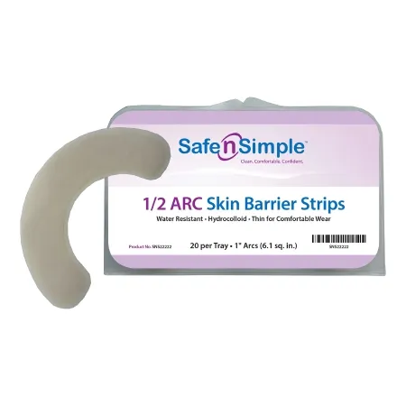 Safe N Simple - SNS22222 - Safe n Simple Safe n'Simple Skin Barrier Arc Safe n'Simple Moldable  Standard Wear Adhesive without Tape Without Flange Universal System Hydrocolloid 1/2 Curve 1 Inch W