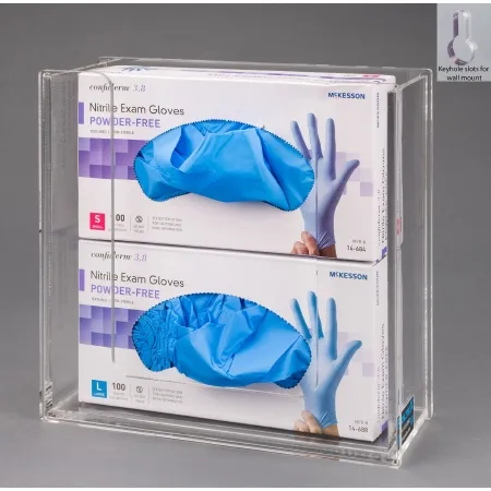 Poltex - ACGB2-W - Glove Box Holder Wall Mounted 2-Box Capacity Clear 10-1/4 W X 3-3/4 D X 10 H Inch Acrylic