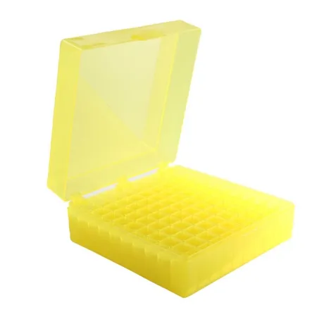 Heathrow Scientific - 120203 - Cryo Storage Box 2-1/5 X 5-3/5 X 6 Inch Yellow Polypropylene 100 Tube Capacity