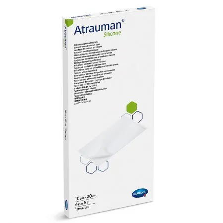 Hartmann-Conco - 499564 - Atrauman Non Adherent Wound Contact Layer with Silicone on Both Sides, 4" x 8", 10cm x 20cm.