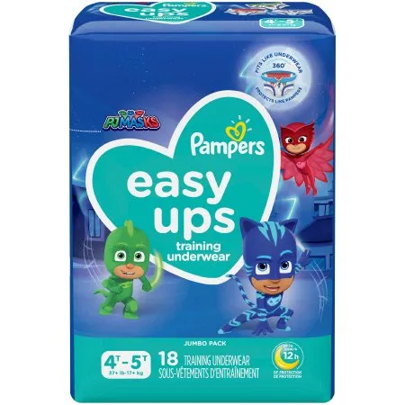 Procter & Gamble - 00037000766223 - Pampers Easy Ups Male Toddler Training Pants Pampers Easy Ups Pull On with Tear Away Seams Size 4T to 5T Disposable Moderate Absorbency