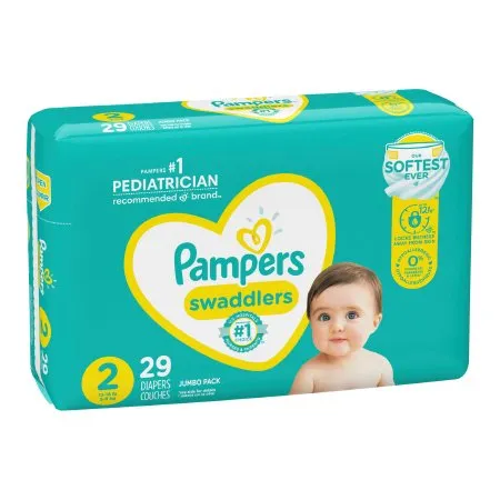 Procter & Gamble - Pampers Swaddlers - 10037000749605 - Unisex Baby Diaper Pampers Swaddlers Size 2 Disposable Heavy Absorbency