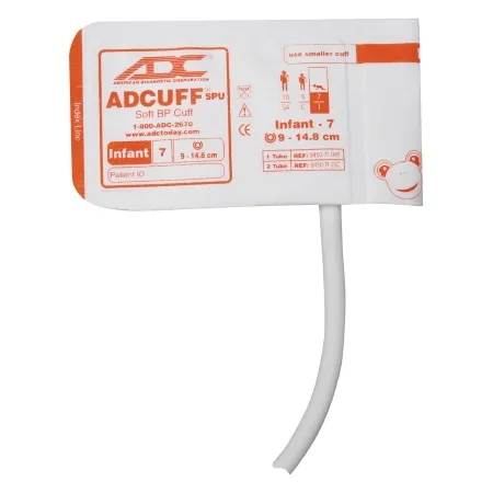 American Diagnostic - Adcuff - 8450-7I-1HP - Single Patient Use Blood Pressure Cuff Adcuff 9 To 14.8 Cm Arm Vinyl Cuff Infant Cuff