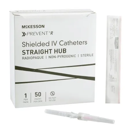 McKesson - 380233 - Prevent R Peripheral IV Catheter Prevent R 20 Gauge 1 Inch Button Retracting Safety Needle
