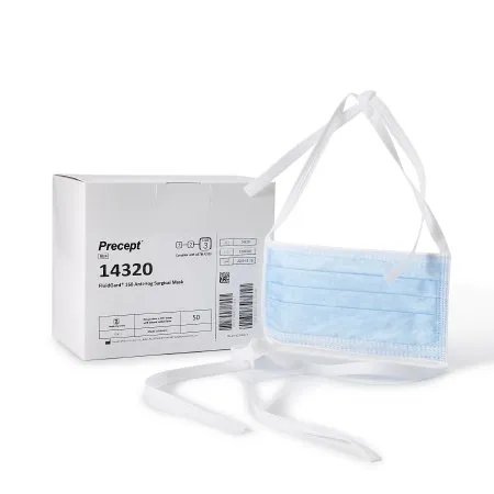 Aspen Surgical - From: 14320 To: 14401 - Products FluidGard 160 Surgical Mask FluidGard 160 Anti fog Foam Pleated Tie Closure One Size Fits Most Blue NonSterile ASTM Level 3 Adult