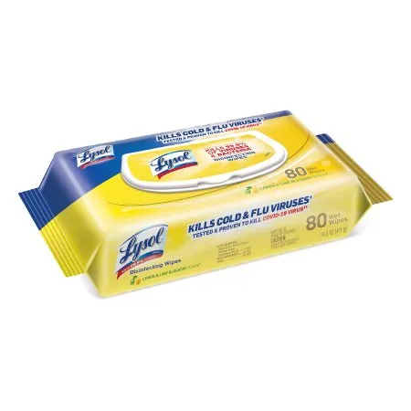 RJ Schinner Co - Lysol - 99716 - Lysol Surface Disinfectant Cleaner Premoistened Manual Pull Wipe 80 Count Soft Pack Lemon Lime Blossom Scent NonSterile