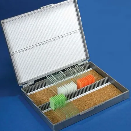 McKesson - From: 177-513079A To: 177-513079R - Slide Storage Box Grey ABS Plastic / Cork 100 Slide Capacity