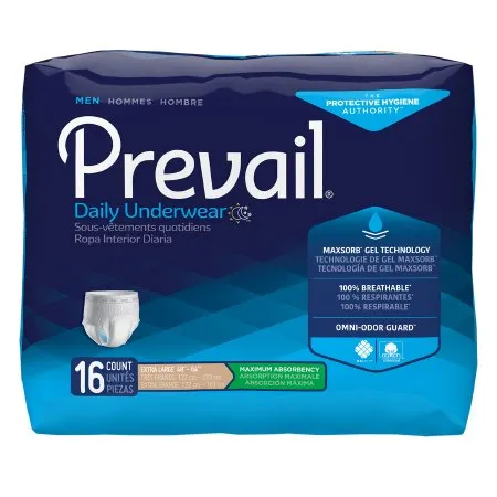 First Quality - Prevail Daily Underwear - PUM-514 -  Male Adult Absorbent Underwear  Pull On with Tear Away Seams X Large Disposable Heavy Absorbency