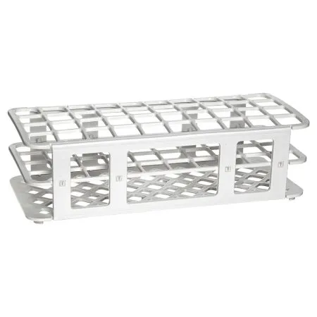 Heathrow Scientific - HS243071W - Fold And Snap Test Tube Rack 40 Place 5 To 30 Ml Tube Size White 2-2/5 X 4-1/8 X 9-2/3 Inch