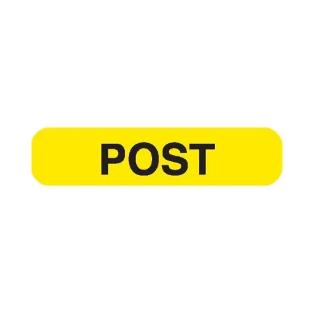 Market Lab - 6762 - Pre-printed Label Auxiliary Label Yellow Paper Post Black 0.375 X 1.625 Inch