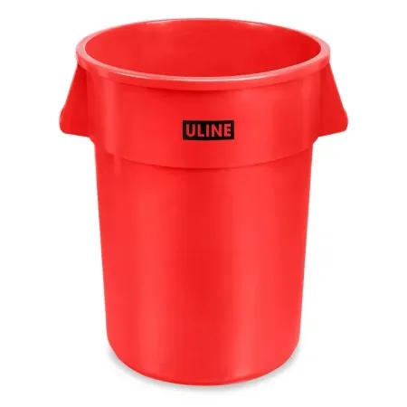 Uline - H-3688R - Trash Can Uline 44 Gal. Round Red Plastic Open Top
