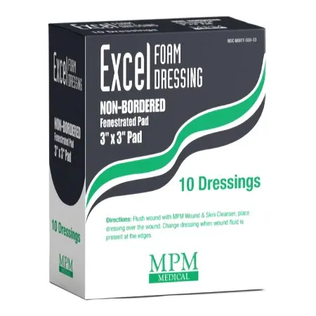 Mpm Medical - MP00508 - Excel Foam Dressing, Non-Bordered, Fenestrated Pad, 3" x 3".