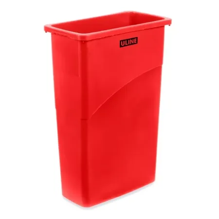 Uline - H-5148R - Trash Can Uline 23 Gal. Rectangular Red Plastic Open Top