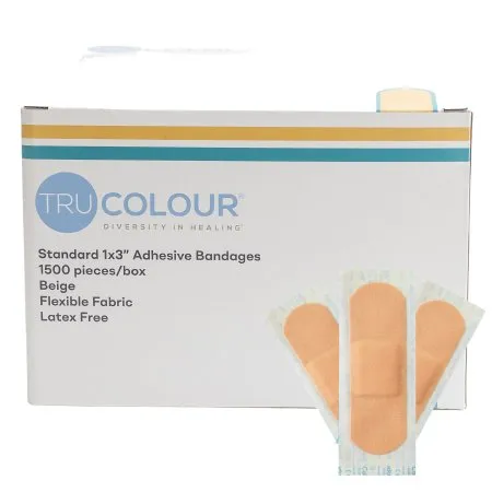 Tru-Colour Products - TCB-AB1500 - Tru Colour Adhesive Strip Tru Colour 1 X 3 Inch Fabric Rectangle Beige Sterile