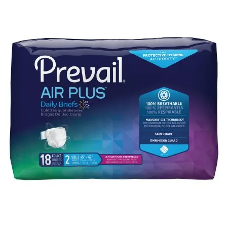 First Quality - PVBNG-013CA - Prevail Air Plus Unisex Adult Incontinence Brief Prevail Air Plus Size 2 Disposable Heavy Absorbency